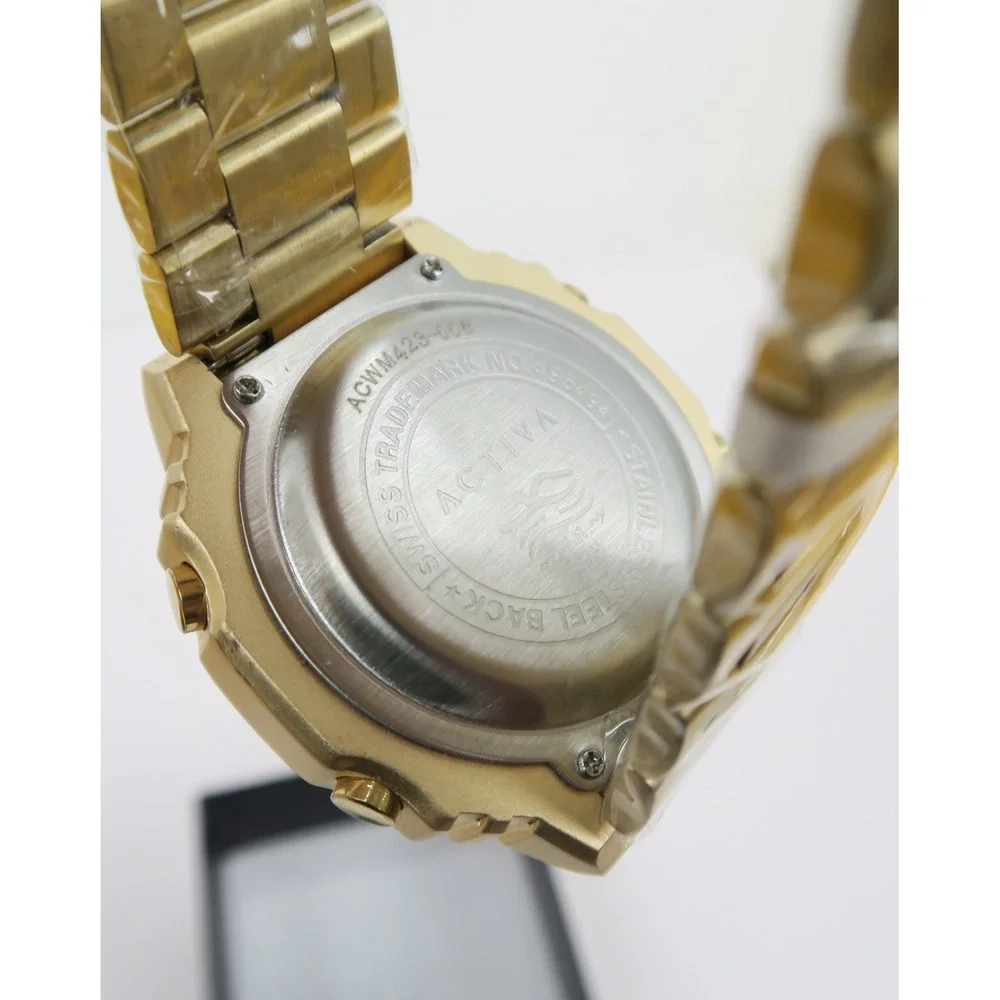 Activa‎ Signal X Unisex Watch 45.5mm Dual Time Gold Tone Analog Digital New